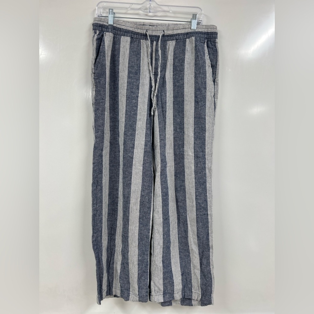 Old Navy Striped Lounge Pants‎ Medium Blue White Coastal Cottagecore linen blend